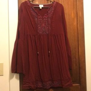 Knox Rose Maroon Baby Doll Dress